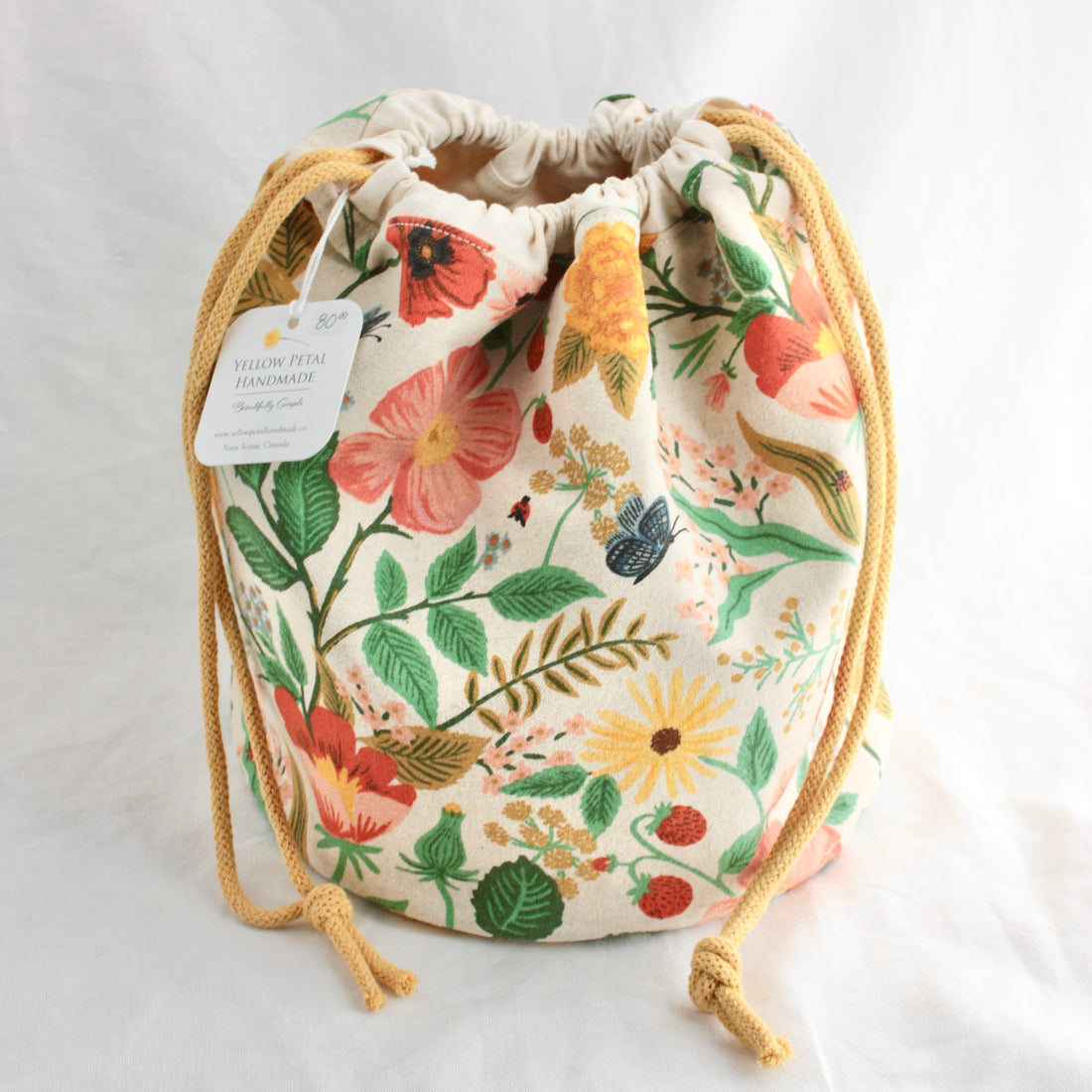 Large Bucket Project Bag | Yellow Petal Handmade