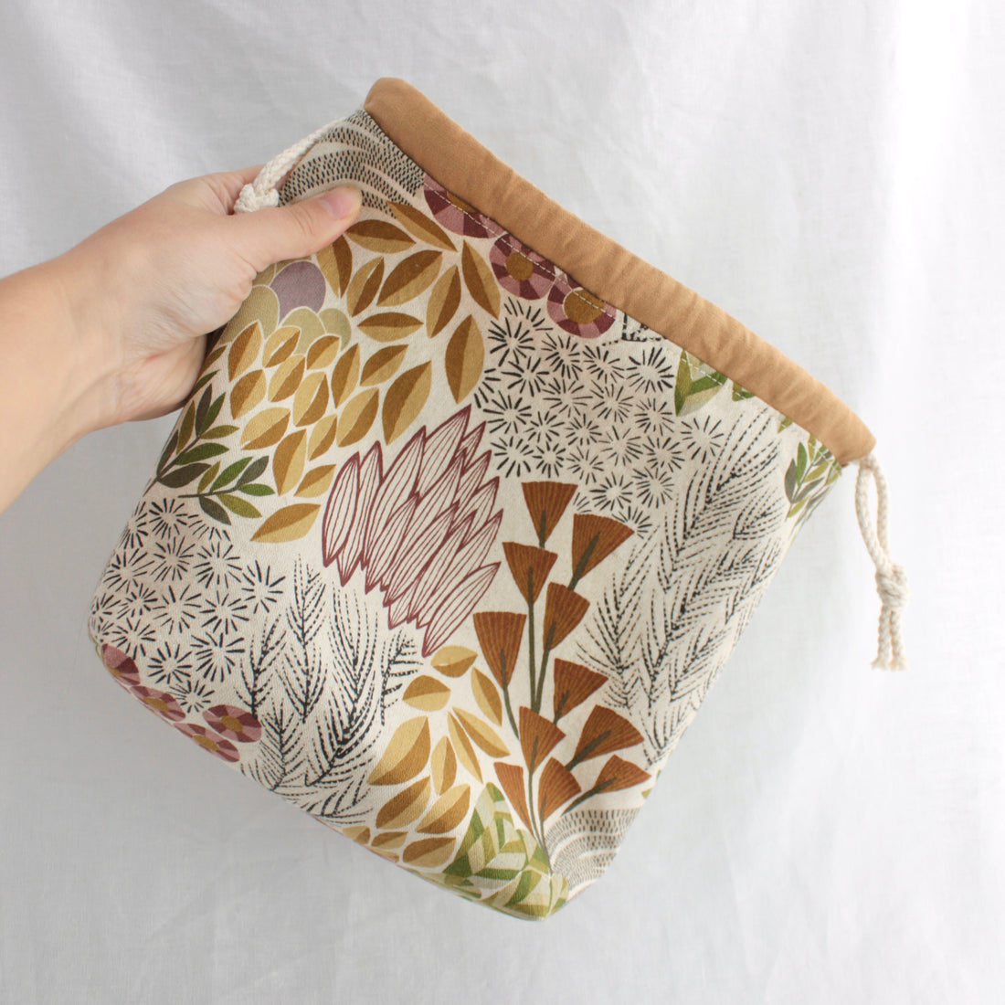 Small Drawstring Project Bag | Yellow Petal Handmade