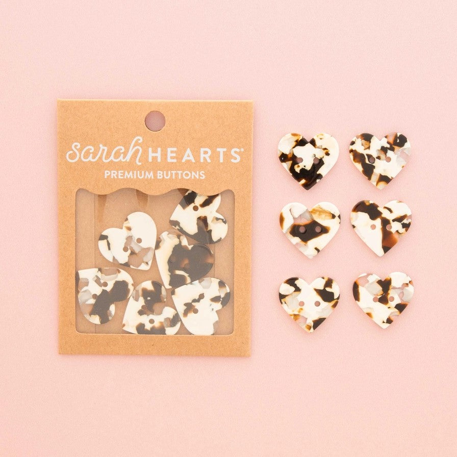 Black &amp; Cream Heart Buttons