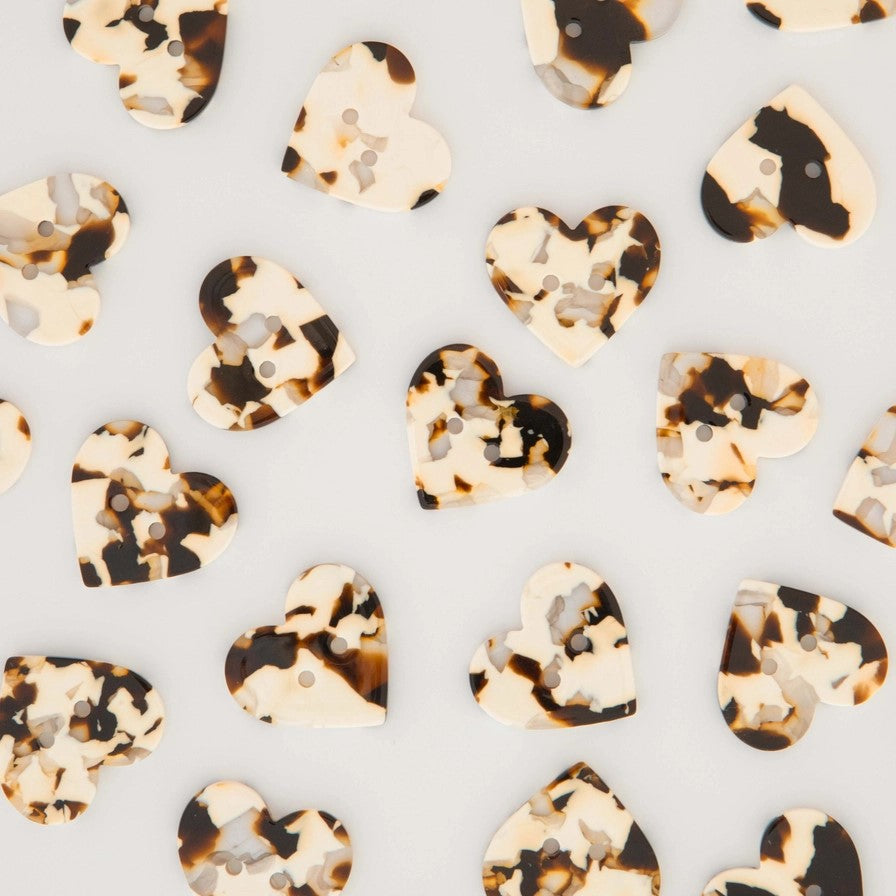 Black &amp; Cream Heart Buttons